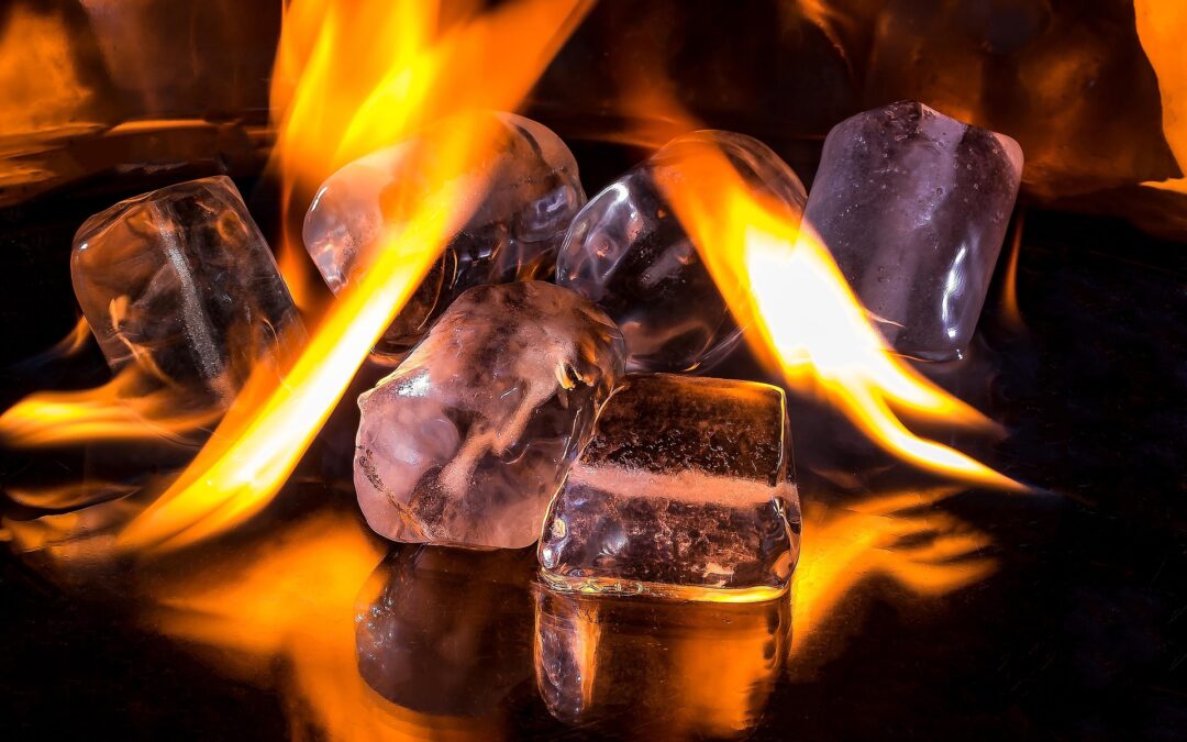 Brennendes Feuer als Metapher für die Grundgesetze der Dialektik
